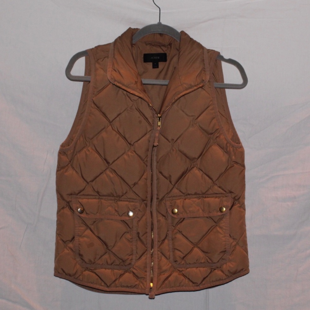 JCrew Quilted Puffer Jacket in Tan